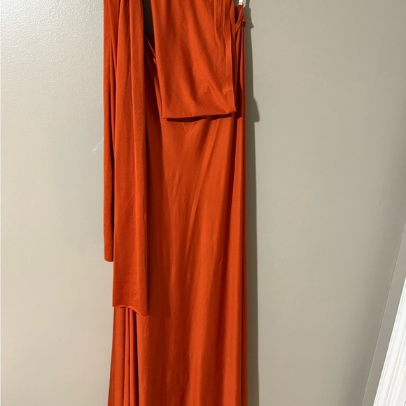 Orange Sleeveless Halter Maxi Gown - Picture 5 of 8